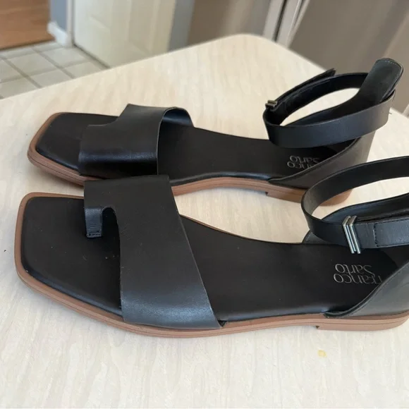 Franco Sarto Black Leather Sandals Womens size 13 M Preowned - Picture 2 of 9